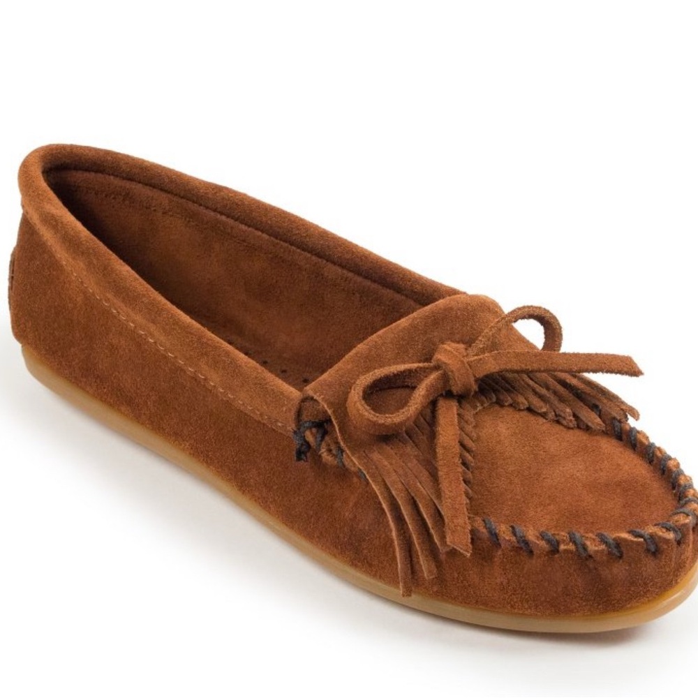 Women's Suede Fringe Moccasin Loafers in Brown